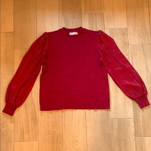 89th & Madison Burgundy Sweater with Sheer Sleeves - Women’s Small